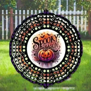 8 inch spooky season welcome front door /outside wind spinner